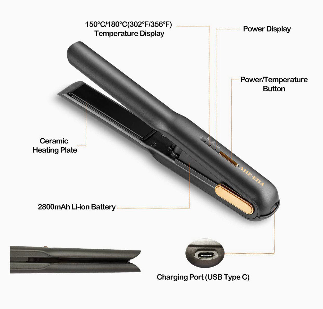 Piastra Wireless portatile senza fili, ferro da stiro Ricaricabile